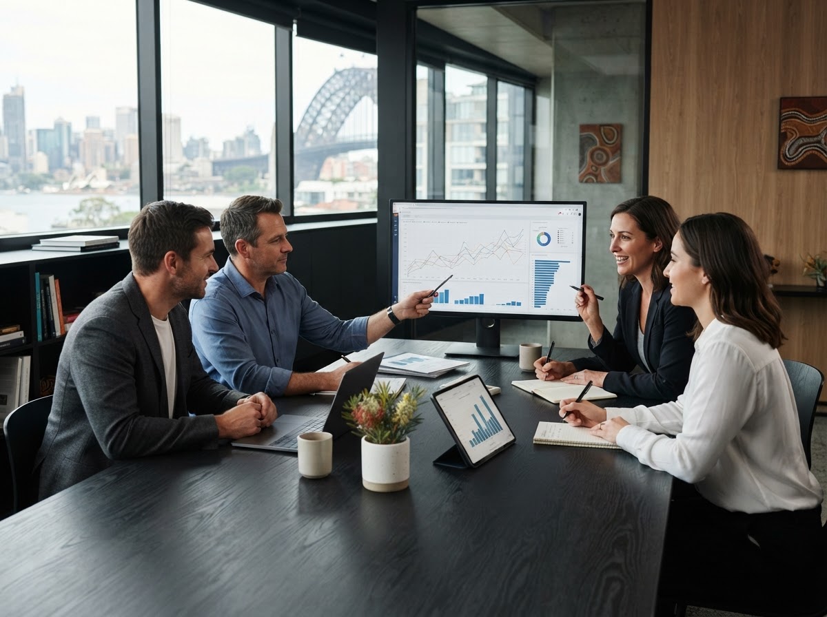 Brightlinegazette team reviewing predictive analytics and risk dashboards